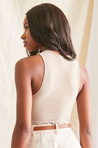 TAUPE Ribbed Lettuce-Edge Tank Top, image 3