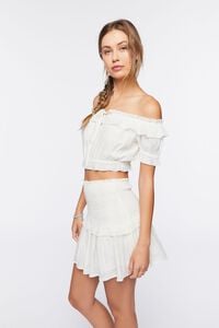 WHITE Off-the-Shoulder Top & Mini Skirt Set, image 2