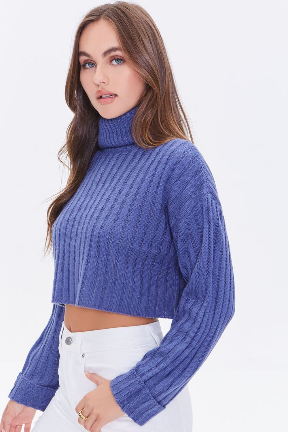 BLUE Ribbed Turtleneck Sweater, image 2