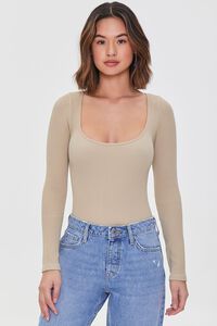CAPPUCCINO Fitted Long-Sleeve Bodysuit, image 1