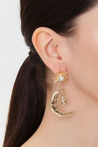 GOLD/CLEAR Moon & Stars Drop Earrings, image 1