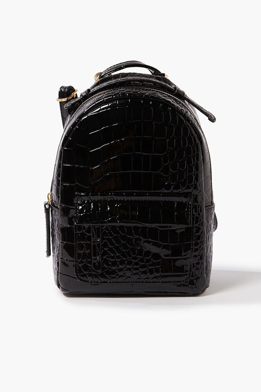BLACK Faux Croc Leather Backpack, image 1