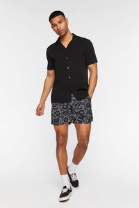 BLACK/WHITE Abstract Floral Print Swim Trunks, image 5