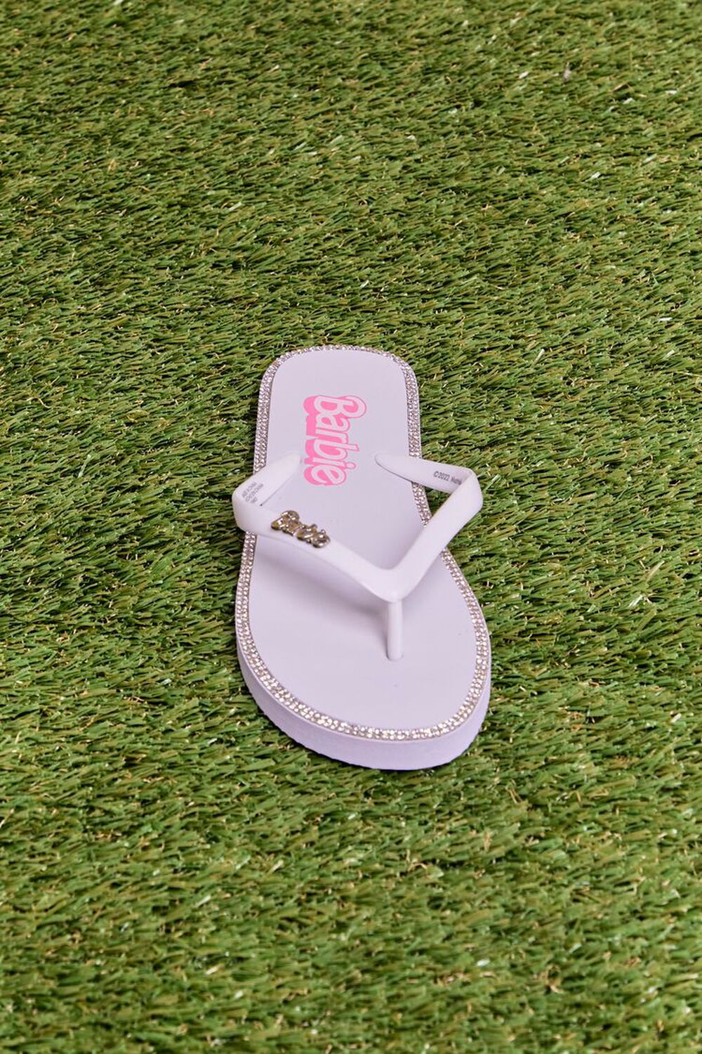 WHITE Barbie™ Rhinestone Flip Flops, image 3