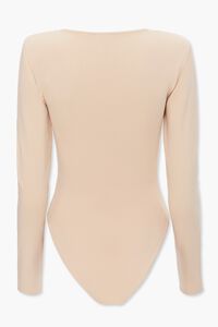 TAUPE V-Neck Long Sleeve Bodysuit, image 2