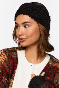 BLACK Fuzzy Knit Textured Headwrap, image 2