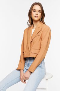 NATURAL Double-Breasted Cropped Blazer, image 1
