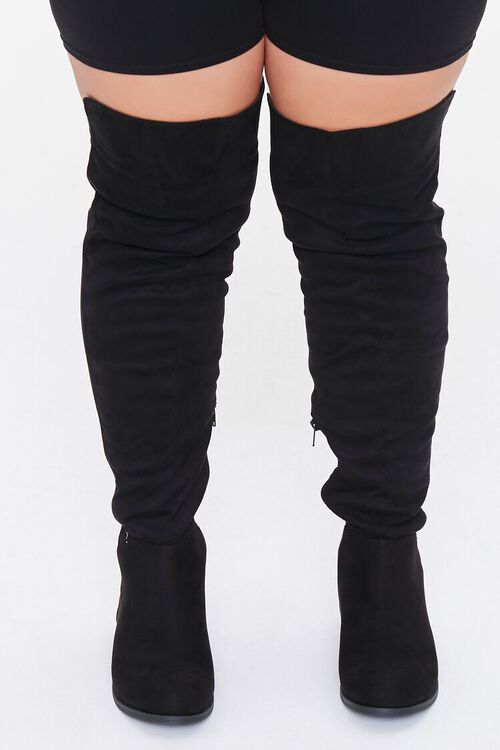 BLACK Thigh-High Faux Suede Boots (Wide), image 4