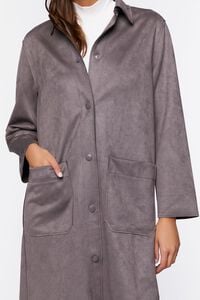 STEEPLE GREY Faux Suede Button-Front Duster Coat, image 5