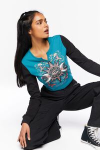 BLACK/MULTI Celestial Graphic Cropped Tee, image 1