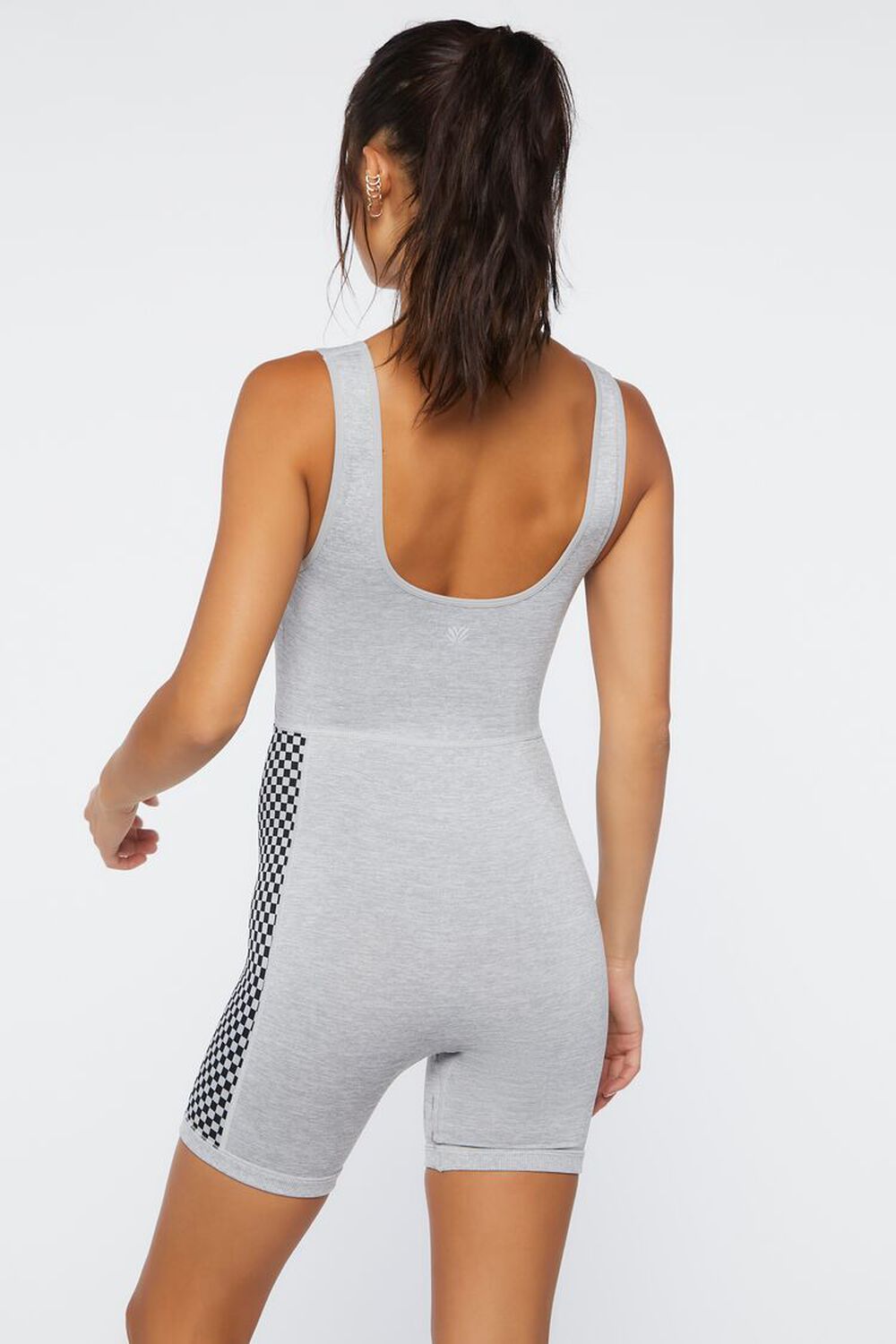 HEATHER GREY Active Checkered Seamless Romper, image 3