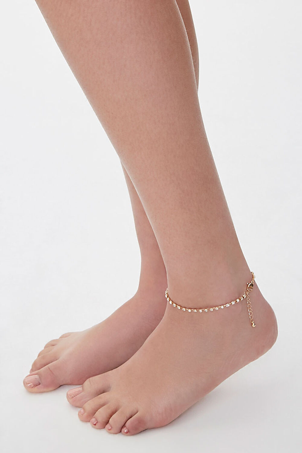GOLD Rhinestone Box Chain Anklet, image 1