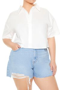 WHITE Plus Size Cropped Poplin Shirt, image 5