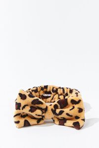 BROWN/BLACK Leopard Print Bow Headwrap, image 1