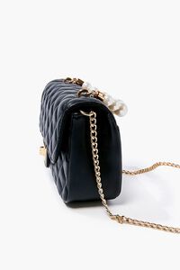 BLACK Quilted Faux Pearl Crossbody Bag, image 2