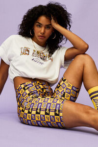 YELLOW/MULTI Los Angeles Lakers Biker Shorts, image 1