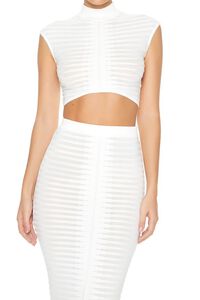 WHITE Sweater-Knit Crop Top & Maxi Skirt Set, image 4