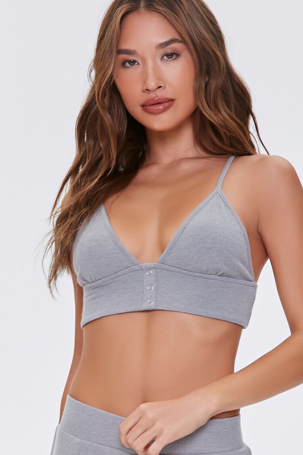 HEATHER GREY Buttoned Cami Bralette, image 1