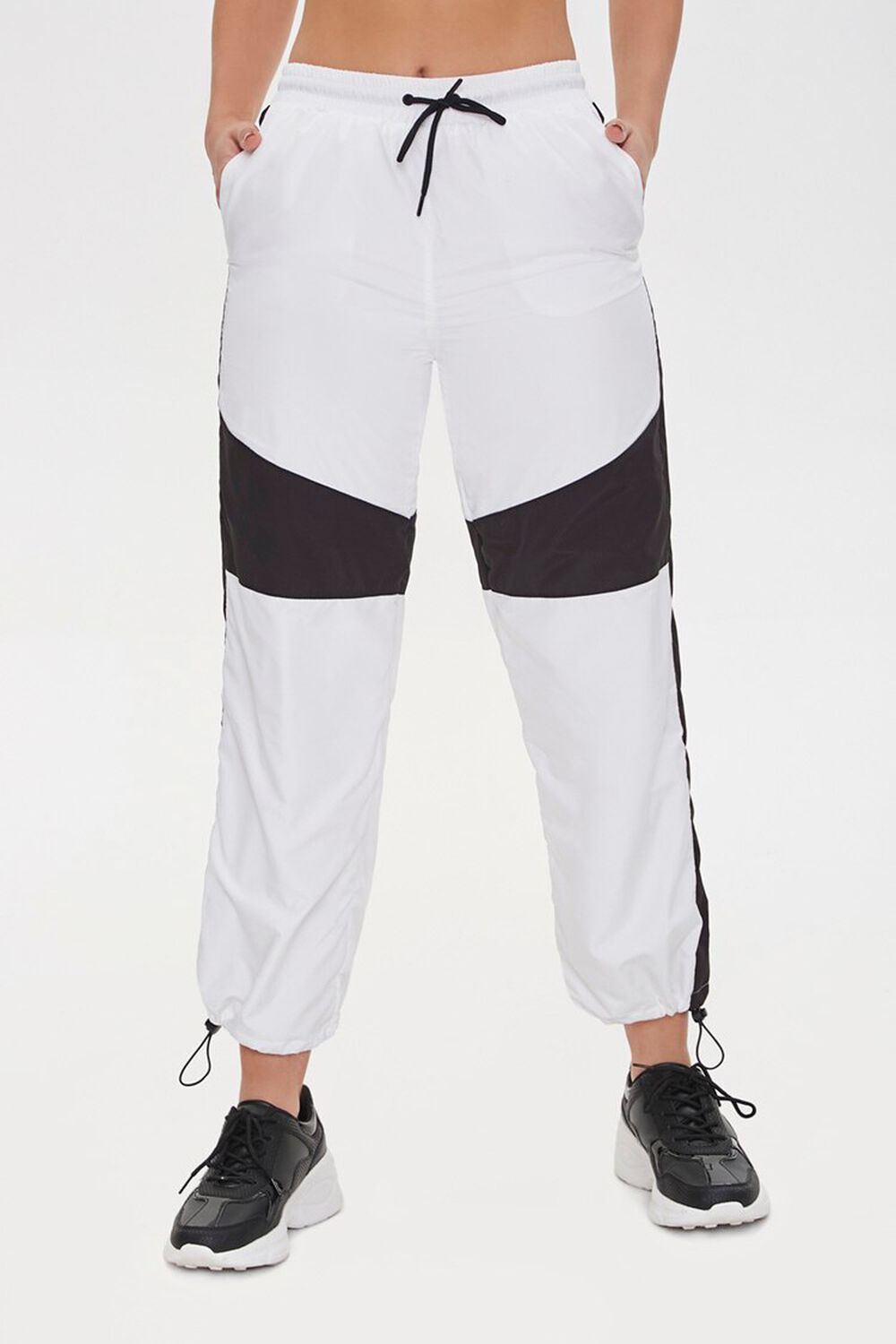 BLACK/WHITE Colorblock Windbreaker Pants, image 2