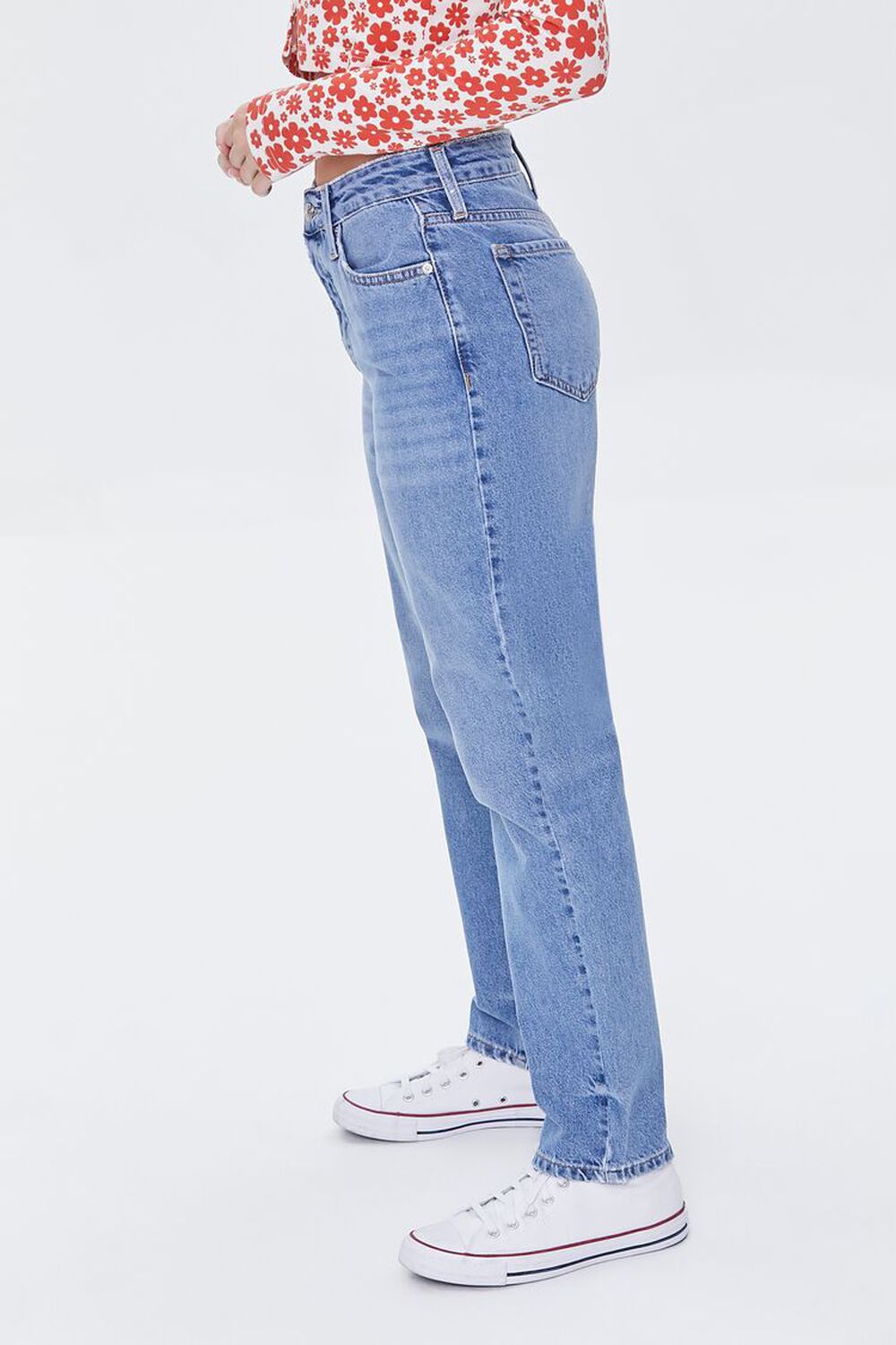 MEDIUM DENIM Recycled Cotton High-Rise Mom Jeans, image 3