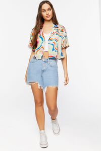 PINK/MULTI Tropical Floral Print Cropped Shirt, image 4