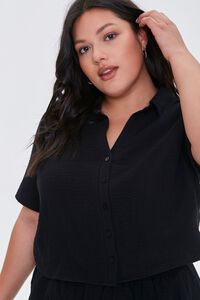 BLACK Plus Size Textured Shirt, image 1