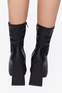 BLACK Faux Leather Pointed Booties, image 3