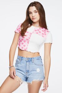 Reworked Floral Print Cropped Tee, image 1
