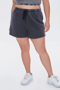 CHARCOAL Plus Size Fleece Drawstring Shorts, image 2