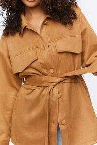 TAN Faux Suede Trench Jacket, image 5