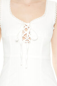 WHITE Lace-Up Mermaid Midi Dress, image 4