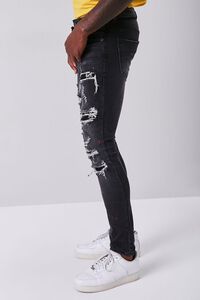 BLACK Paint-Splatter Distressed Slim-Fit Jeans, image 3