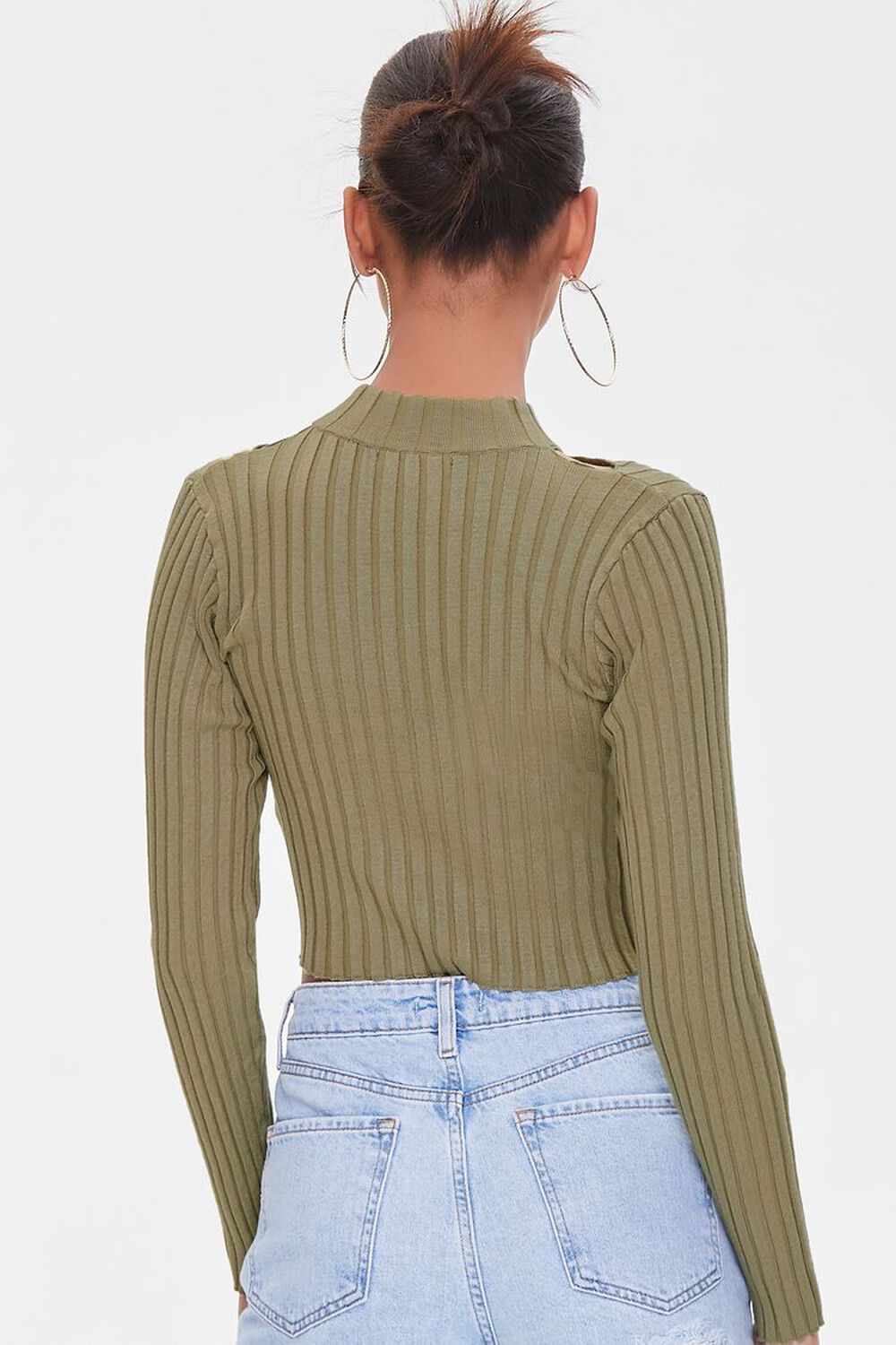 Ribbed Cutout Cropped Sweater, image 3