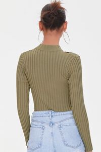 OLIVE Ribbed Cutout Cropped Sweater, image 3