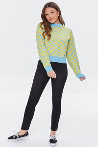 YELLOW/BLUE Checkered Drop-Sleeve Sweater, image 4