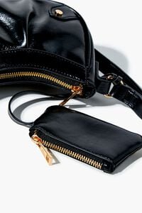 BLACK Faux Leather Crossbody Bag & Coin Purse Set, image 3