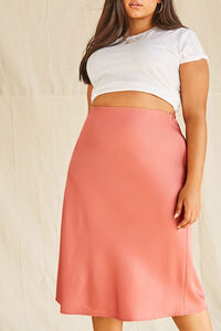 Plus Size Satin Midi Skirt, image 5