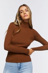 MOCHA Ribbed Turtleneck Sweater-Knit Top, image 1