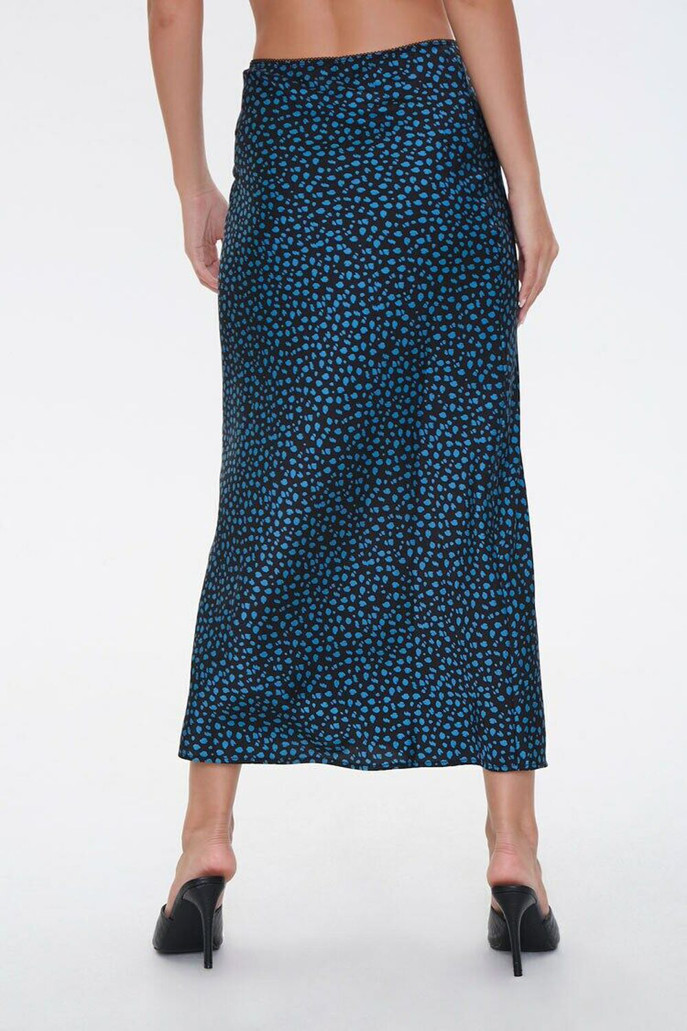 BLACK/TEAL Satin Spotted Print Skirt, image 3