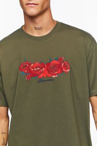 OLIVE/RED Embroidered Primavera Rose Graphic Tee, image 5