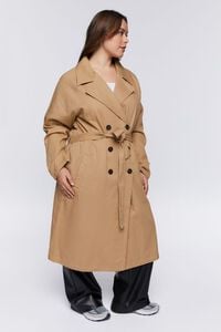 KHAKI Plus Size Twill Trench Coat, image 2