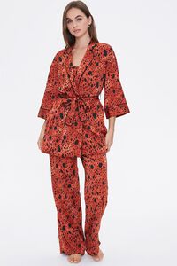 RUST/BLACK Satin Spotted Robe, image 4