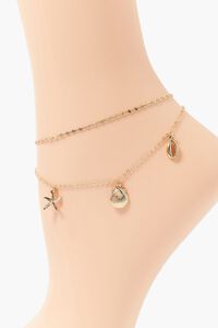 GOLD Seashell Charm Layered Anklet, image 2