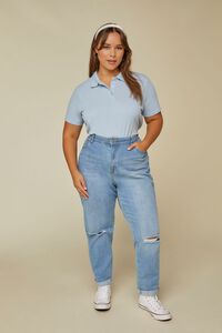 BABY BLUE Plus Size Classic Polo Shirt, image 5