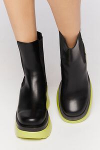 BLACK/LIME Lug-Sole Chelsea Boots, image 4