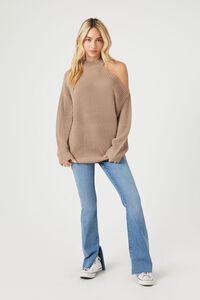 BROWN Asymmetrical Open-Shoulder Sweater, image 4