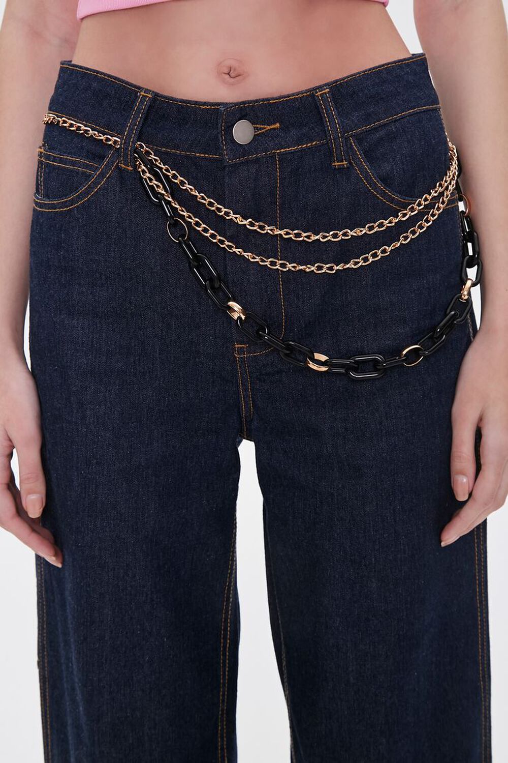 GOLD/BLACK Layered Chain Hip Belt, image 1