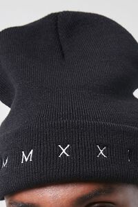 BLACK/WHITE Embroidered MMXXII Beanie, image 2