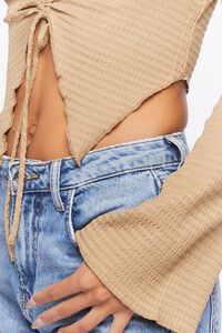 TAUPE Plunging Bell Sleeve Crop Top, image 6