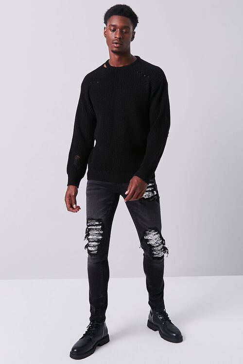 BLACK Ribbed Distressed Sweater, image 4